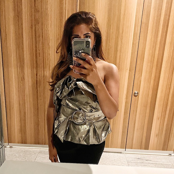 ZARA Metallic Belted Blouse - Picture 6 of 7